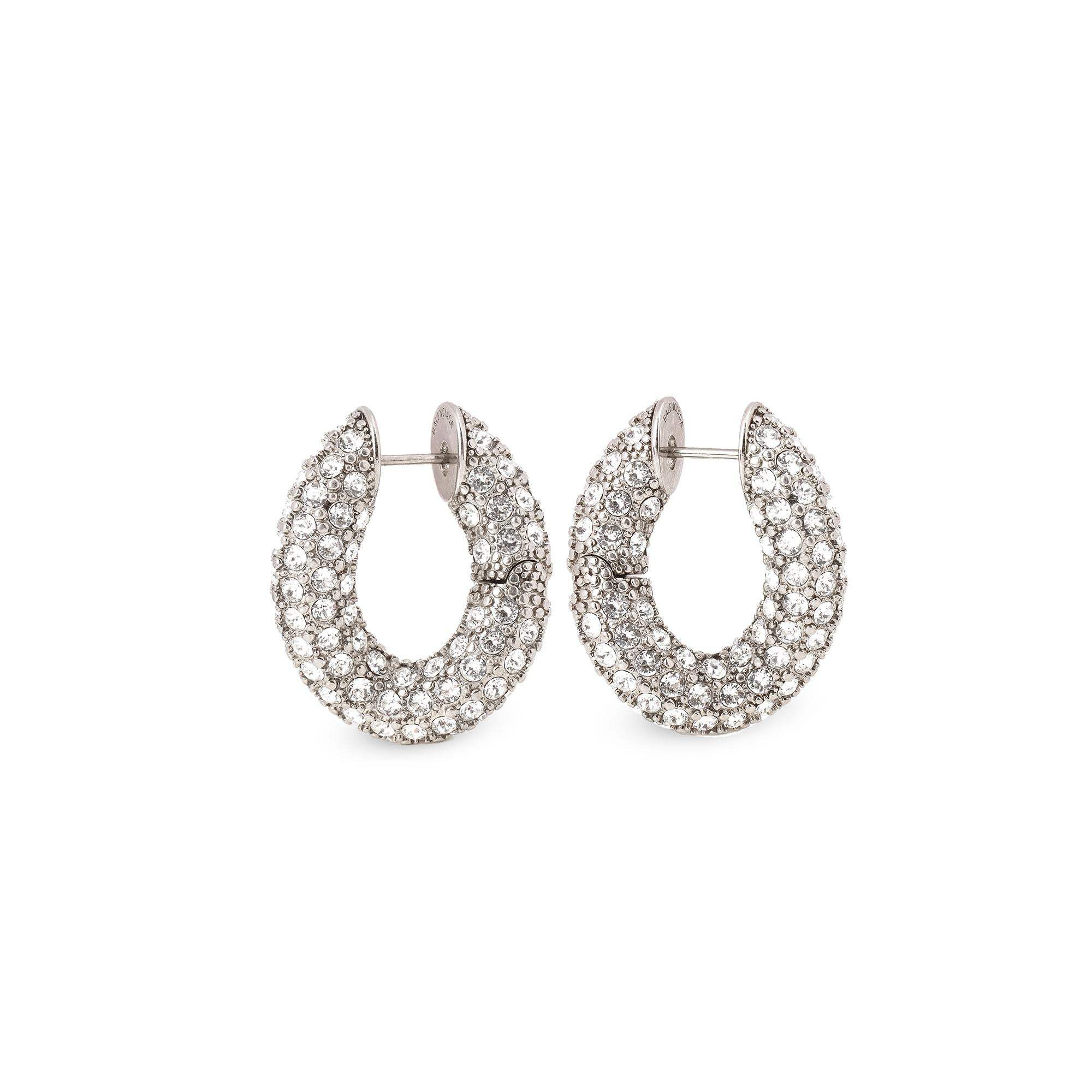 Contemporary Balenciaga Rhinestone Loop Earrings