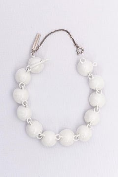 Balenciaga - Bracelet en métal émaillé blanc avec strass