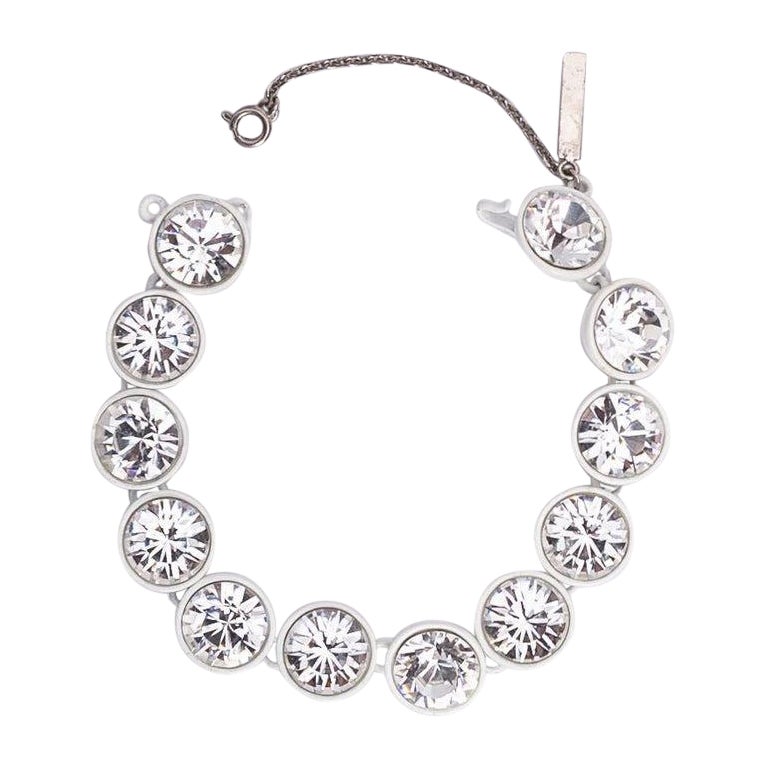 Balenciaga - Bracelet en métal émaillé blanc avec strass