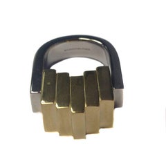 BALENCIAGA Ring in Palladium Steel and Gilt Metal Size 55EU
