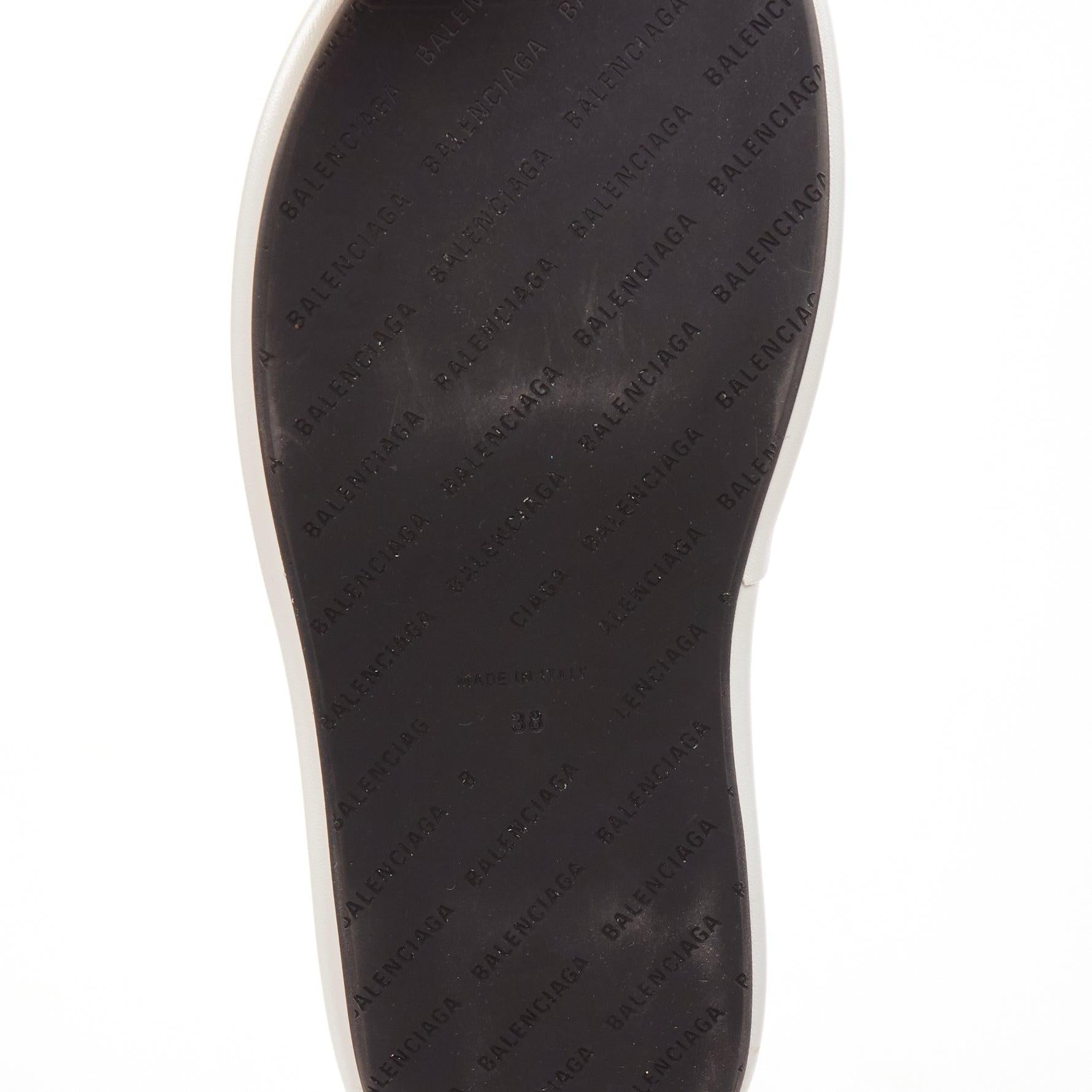 BALENCIAGA Rise white calf leather black logo padded wedged slides EU38 For Sale 5