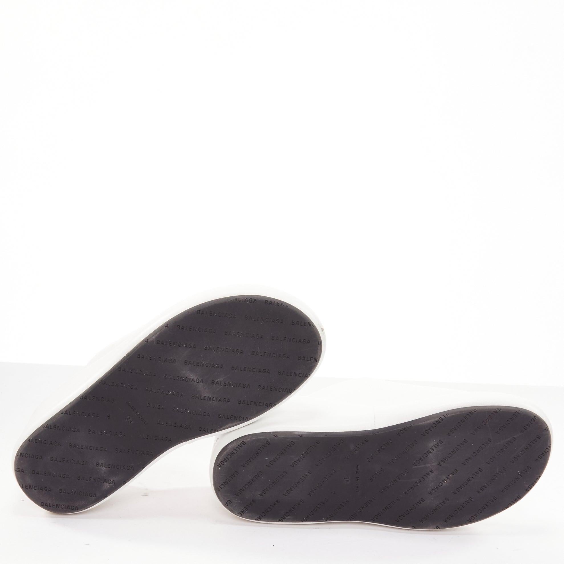 BALENCIAGA Rise white calf leather black logo padded wedged slides EU38 For Sale 6