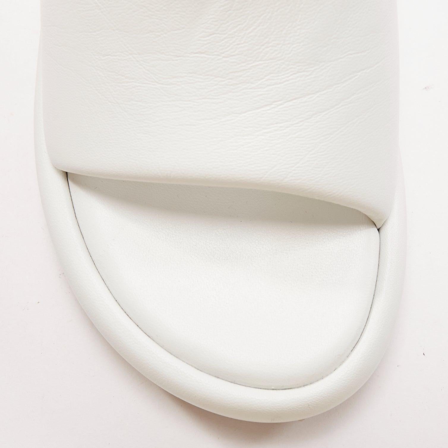BALENCIAGA Rise white calf leather black logo padded wedged slides EU38 For Sale 1