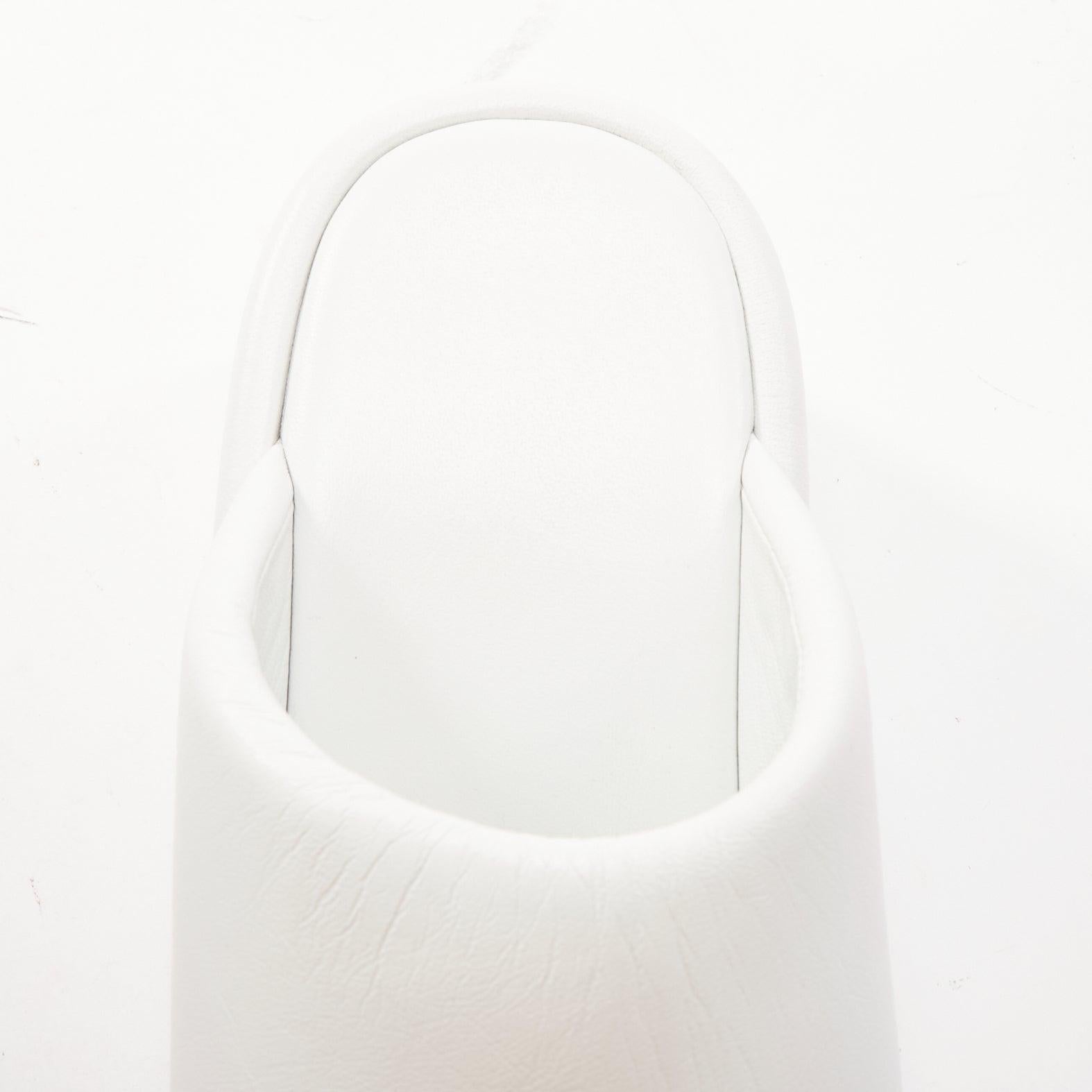BALENCIAGA Rise white calf leather black logo padded wedged slides EU38 For Sale 4