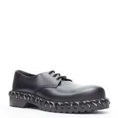 BALENCIAGA Robe Laced heavy duty sole black leather derby brogue EU45