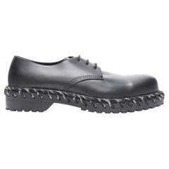 BALENCIAGA Robe Laced heavy duty sole black leather derby brogue EU45