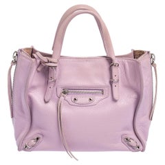 Balenciaga Rose Aubepine Leather Mini Papier A4 Tote