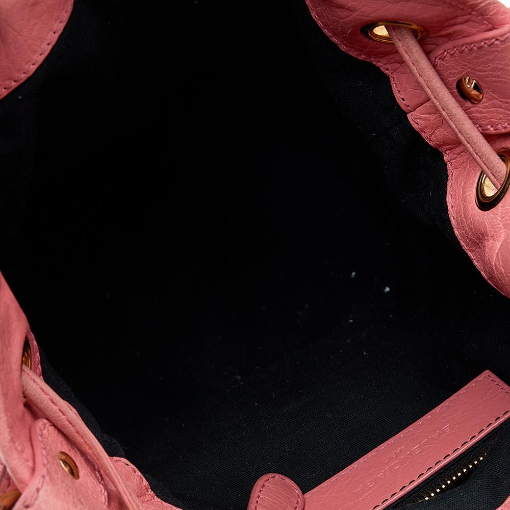 Balenciaga Rose Azalee Leather Giant 12 Mini Pompon Bag In Good Condition In Dubai, Al Qouz 2