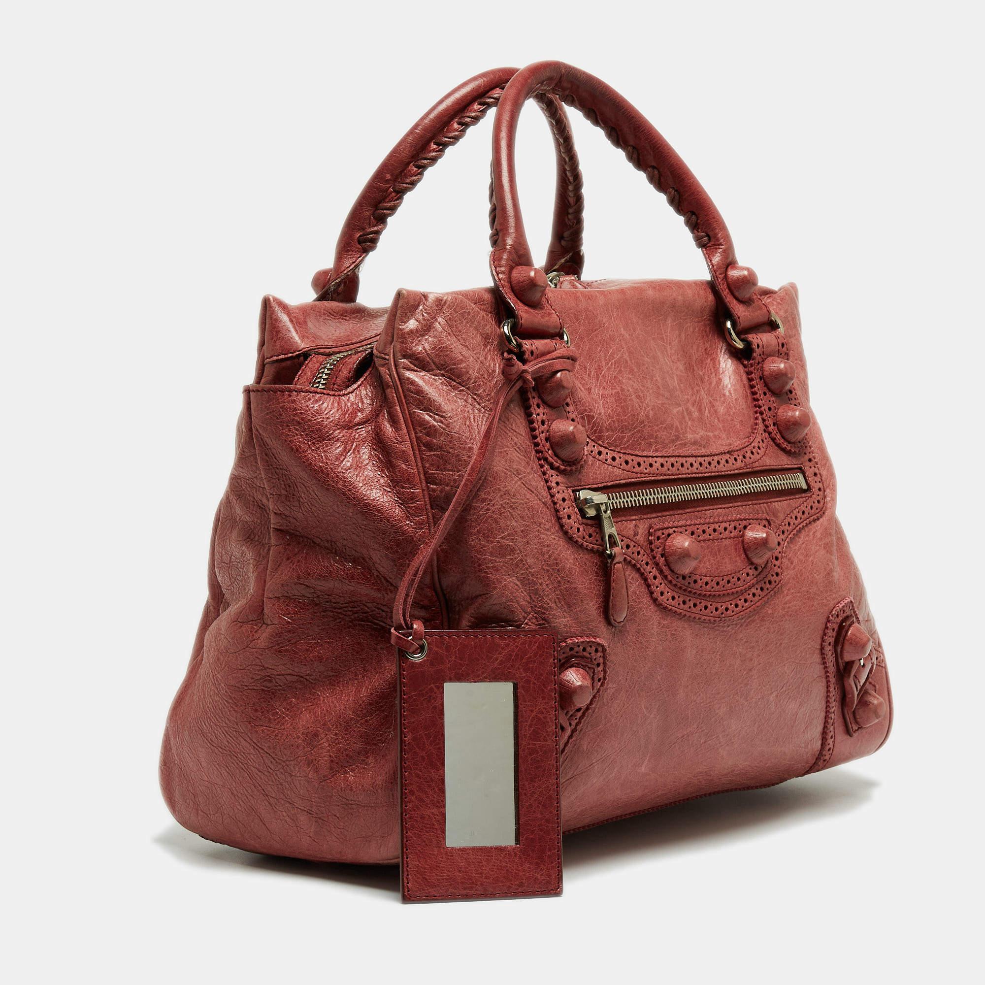 Balenciaga Rose-Bruyere Leather GSH Midday Bag In Good Condition In Dubai, Al Qouz 2