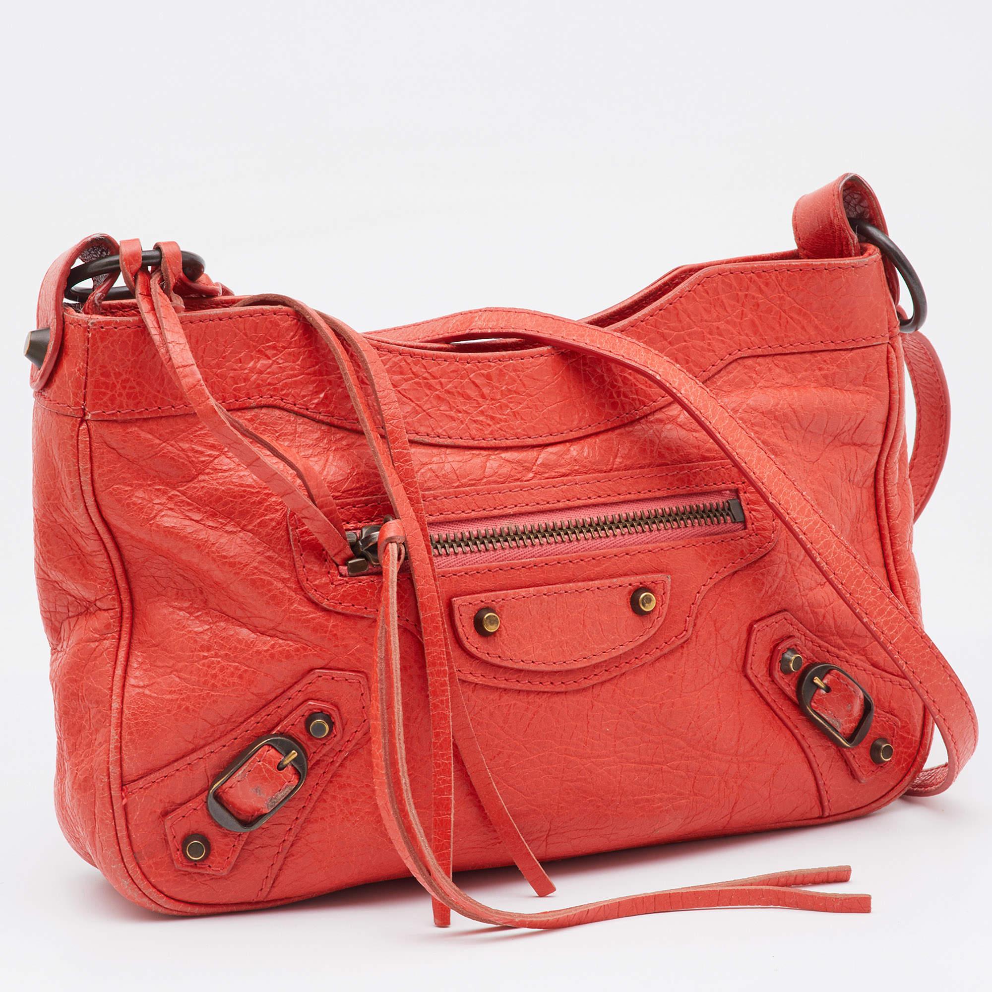 Women's Balenciaga Rose Corail Leather Classic Hip Crossbody Bag