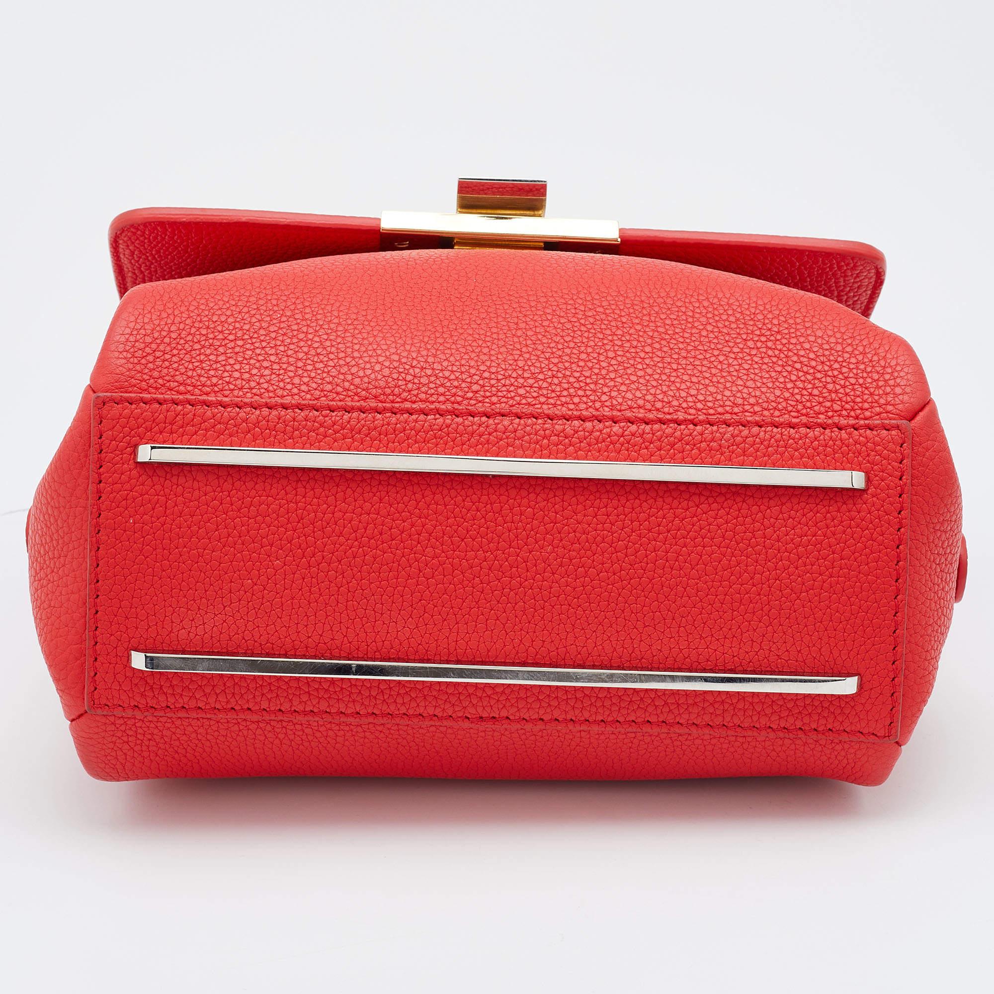 Women's Balenciaga Rose Corail Leather Mini Le Dix Cartable Top Handle Bag