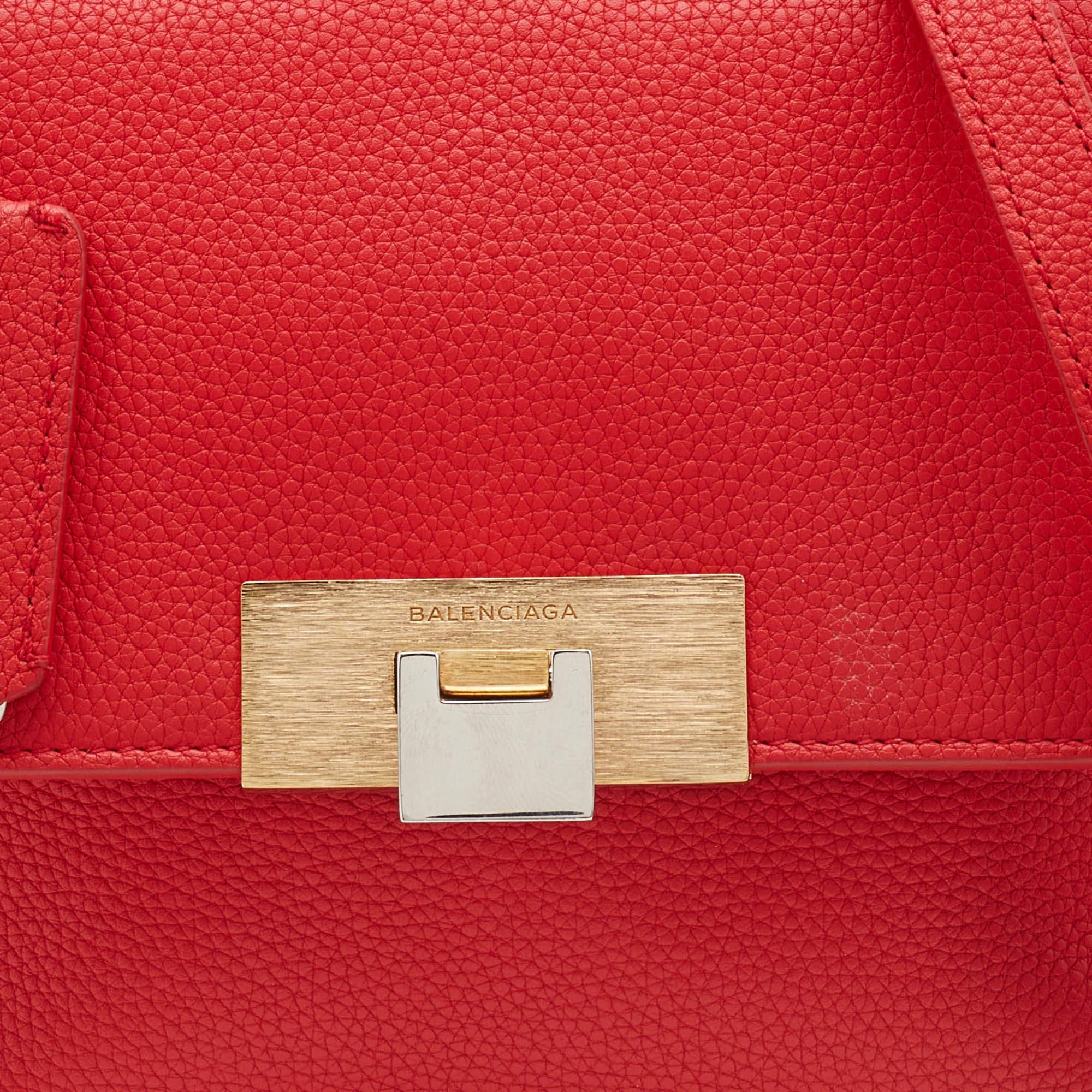 Balenciaga Rose Corail Leather Mini Le Dix Cartable Top Handle Bag 1