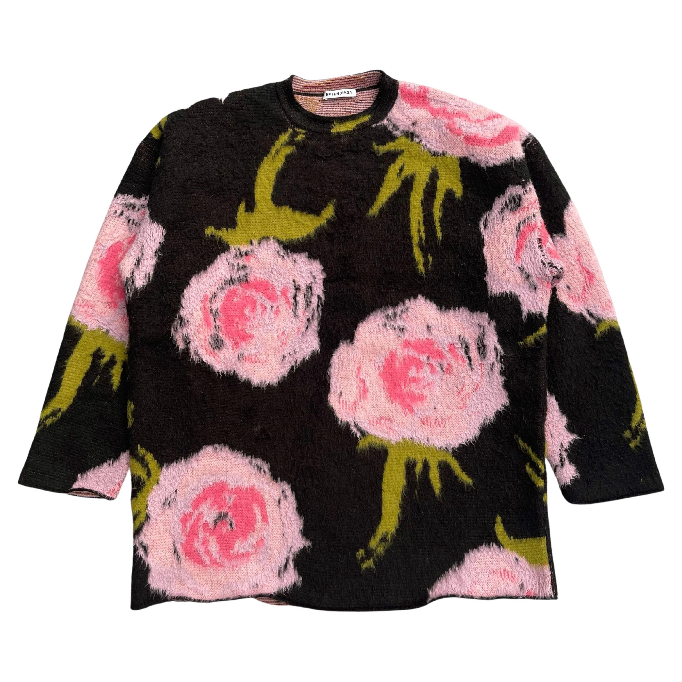 Balenciaga Rose Mohair Sweater, Autumn Winter 2020 For Sale at 1stDibs