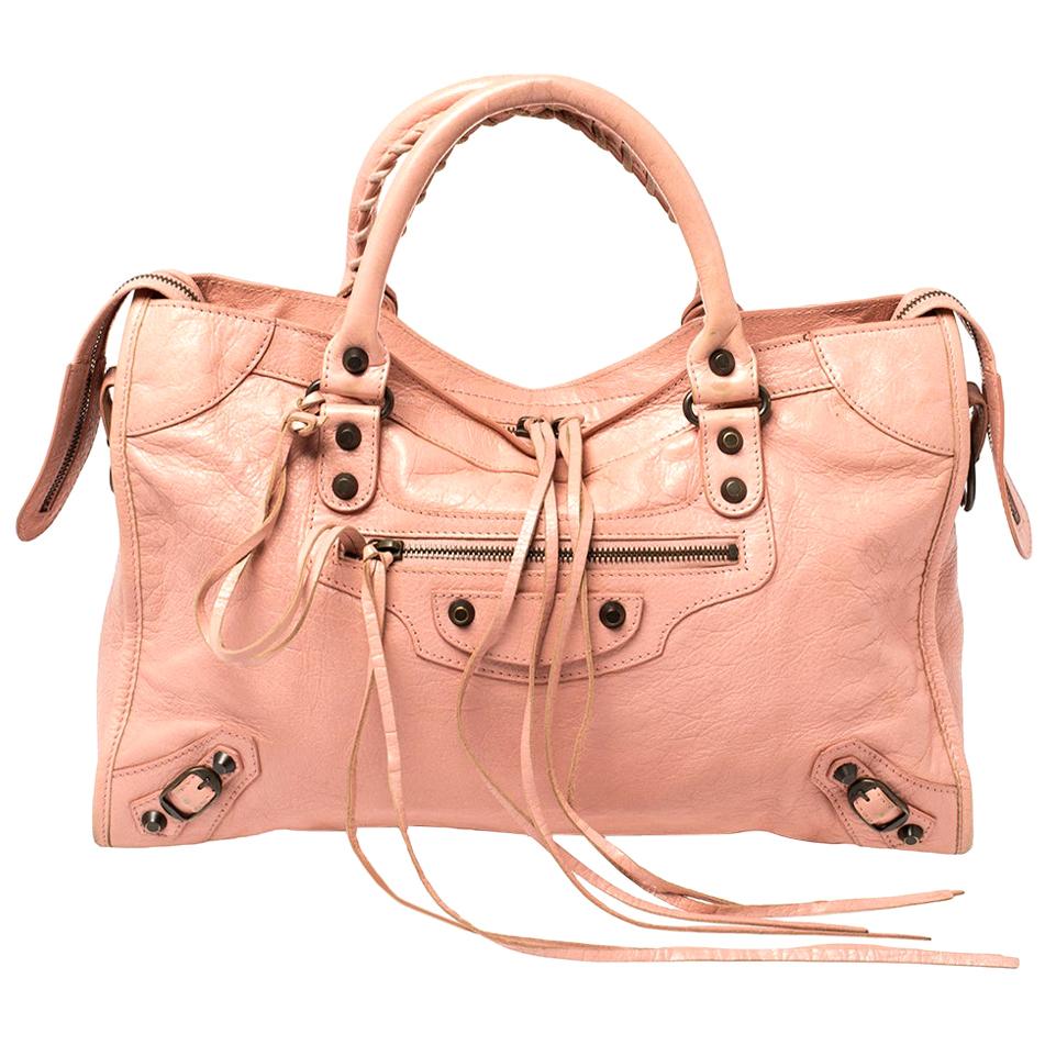 Balenciaga Rose Peche Leather RH City Bag