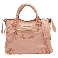 Balenciaga Rose Peche RH Velo Tasche aus Leder