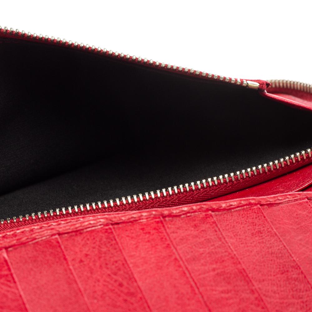 Balenciaga Rouge Cardinal Leather City Zip Around Wallet 4