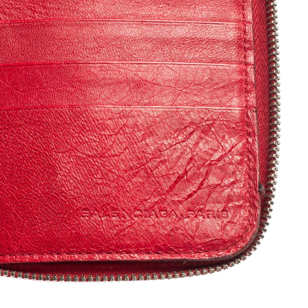 Balenciaga Rouge Cardinal Leather City Zip Around Wallet 6