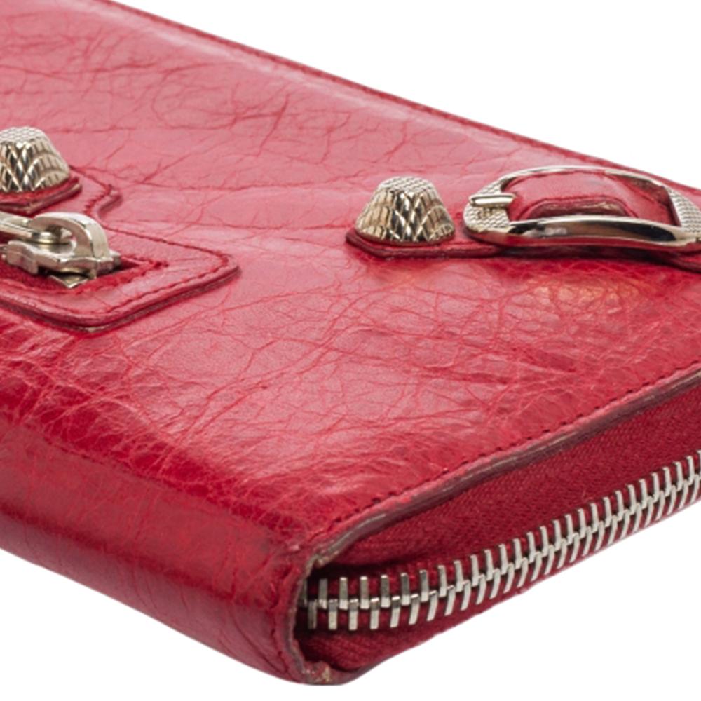 Balenciaga Rouge Cardinal Leather City Zip Around Wallet 1