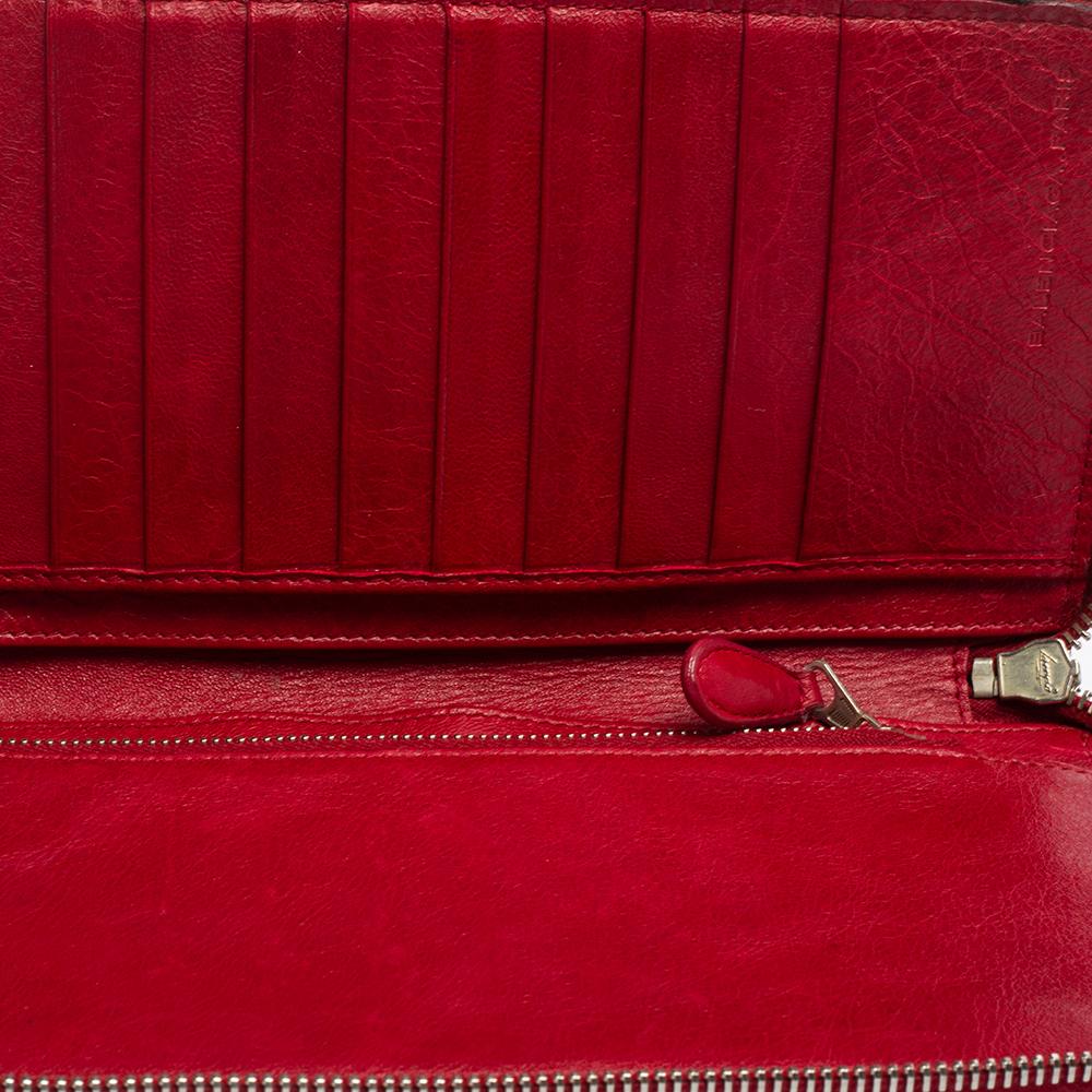 Balenciaga Rouge Cardinal Leather City Zip Around Wallet 2