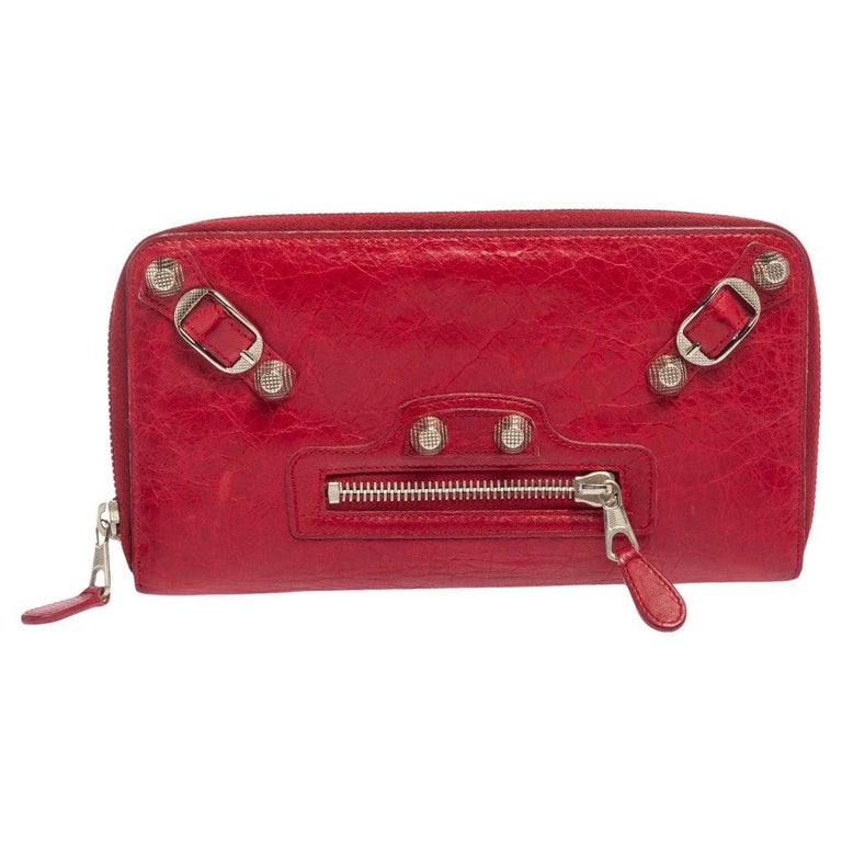 Balenciaga Rouge Cardinal Leather City Zip Around Wallet For Sale at  1stDibs | cardinal wallet