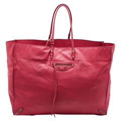 Balenciaga - Fourre-tout en cuir Papier A3 rouge grenade