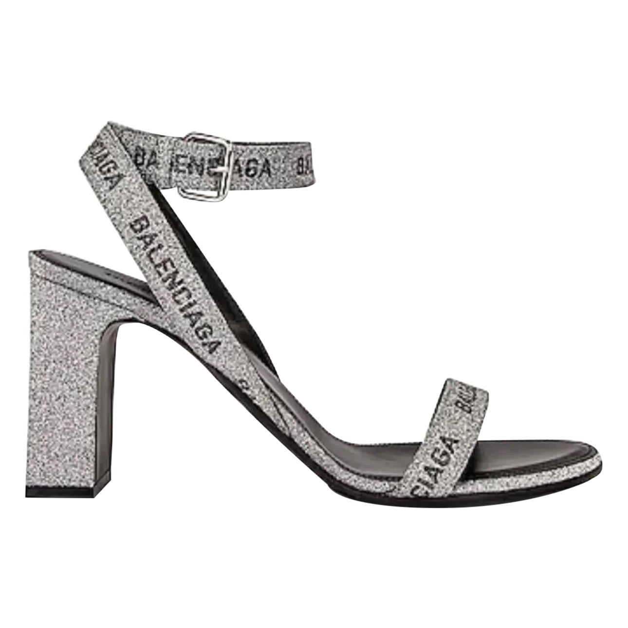 Balenciaga Runde Glitter Logo Sandalen Sz.38 im Angebot