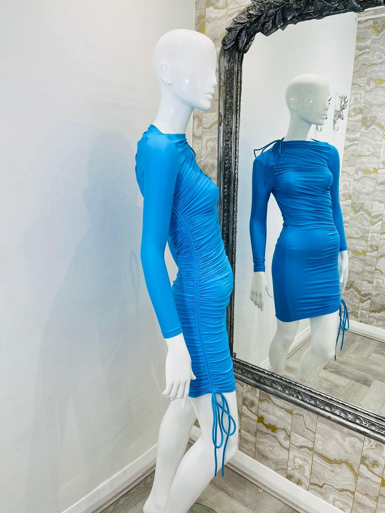 Blue Balenciaga Ruched Stretch Jersey Dress For Sale
