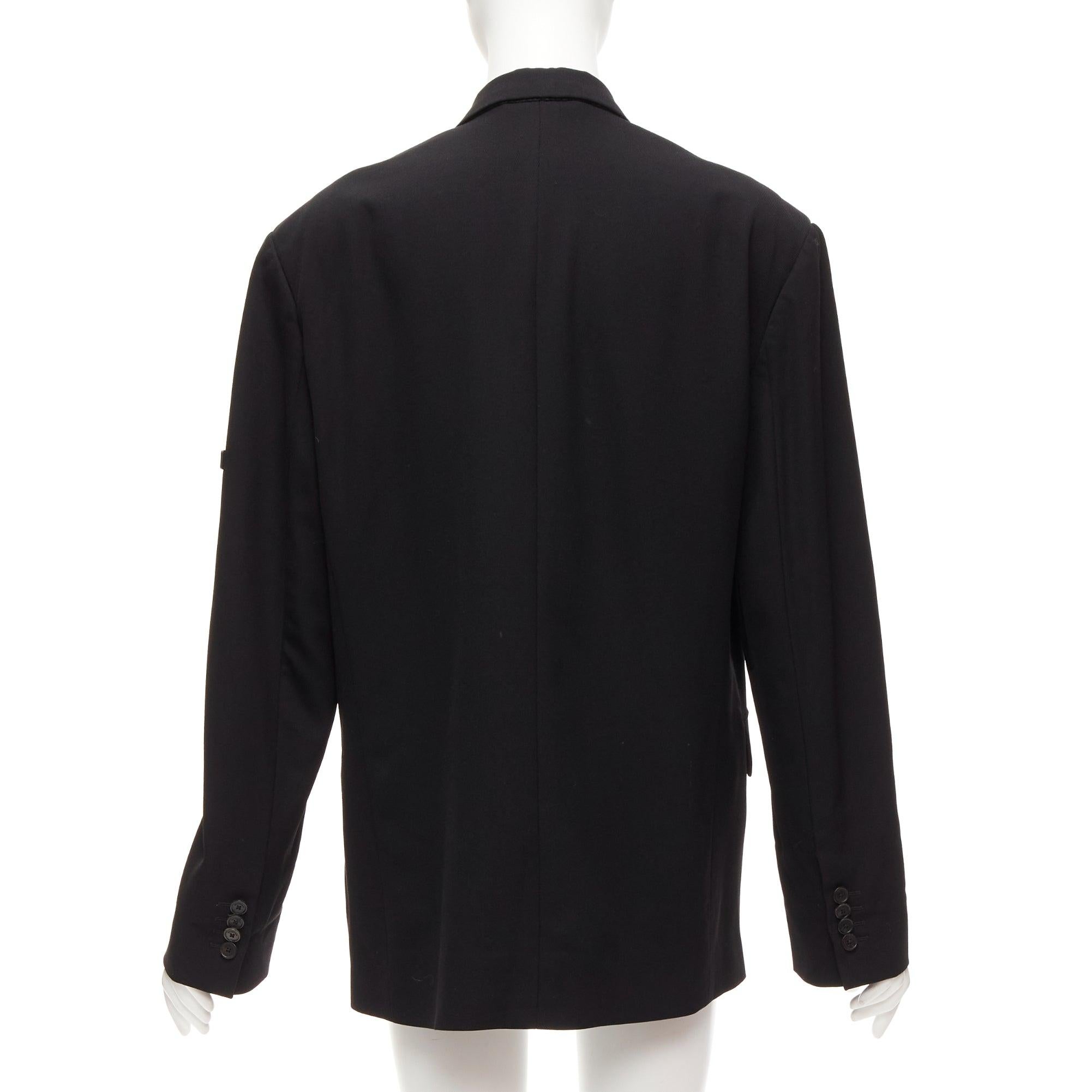 BALENCIAGA Runway black wool blend rubber skater logo oversized blazer FR36 S For Sale 2