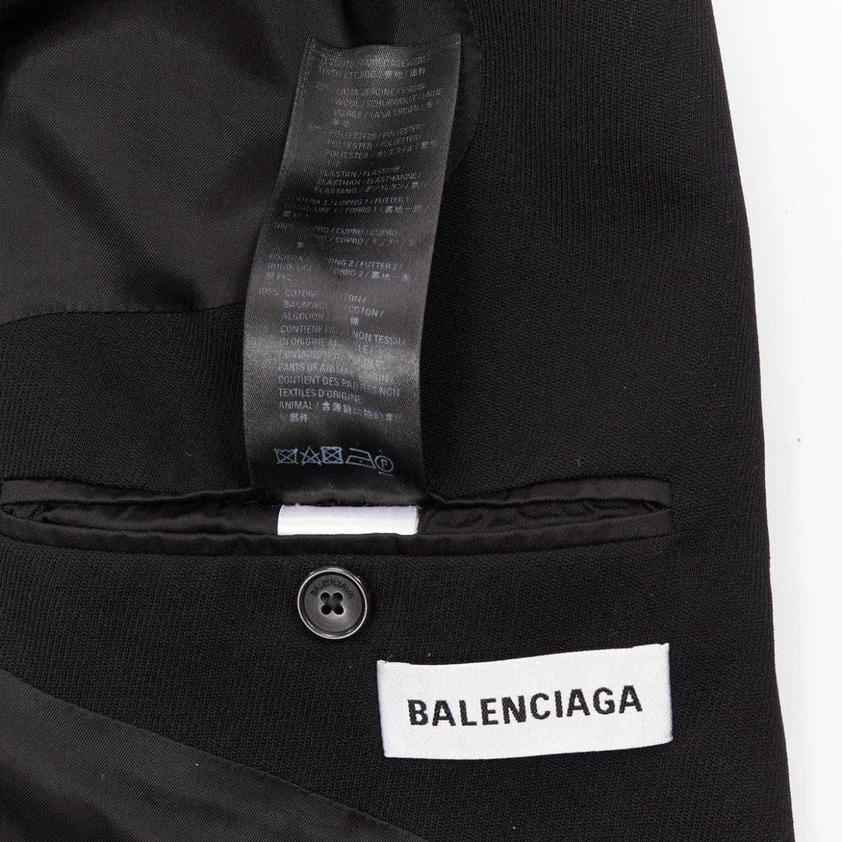 BALENCIAGA Runway black wool blend rubber skater logo oversized blazer FR36 S For Sale 5