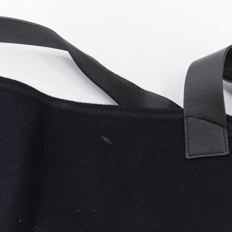 BALENCIAGA Runway black wool leather strap buckle apron dungaree For Sale 5