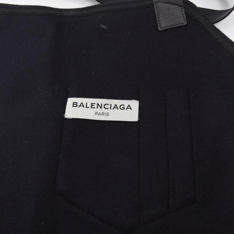 BALENCIAGA Runway black wool leather strap buckle apron dungaree For Sale 6