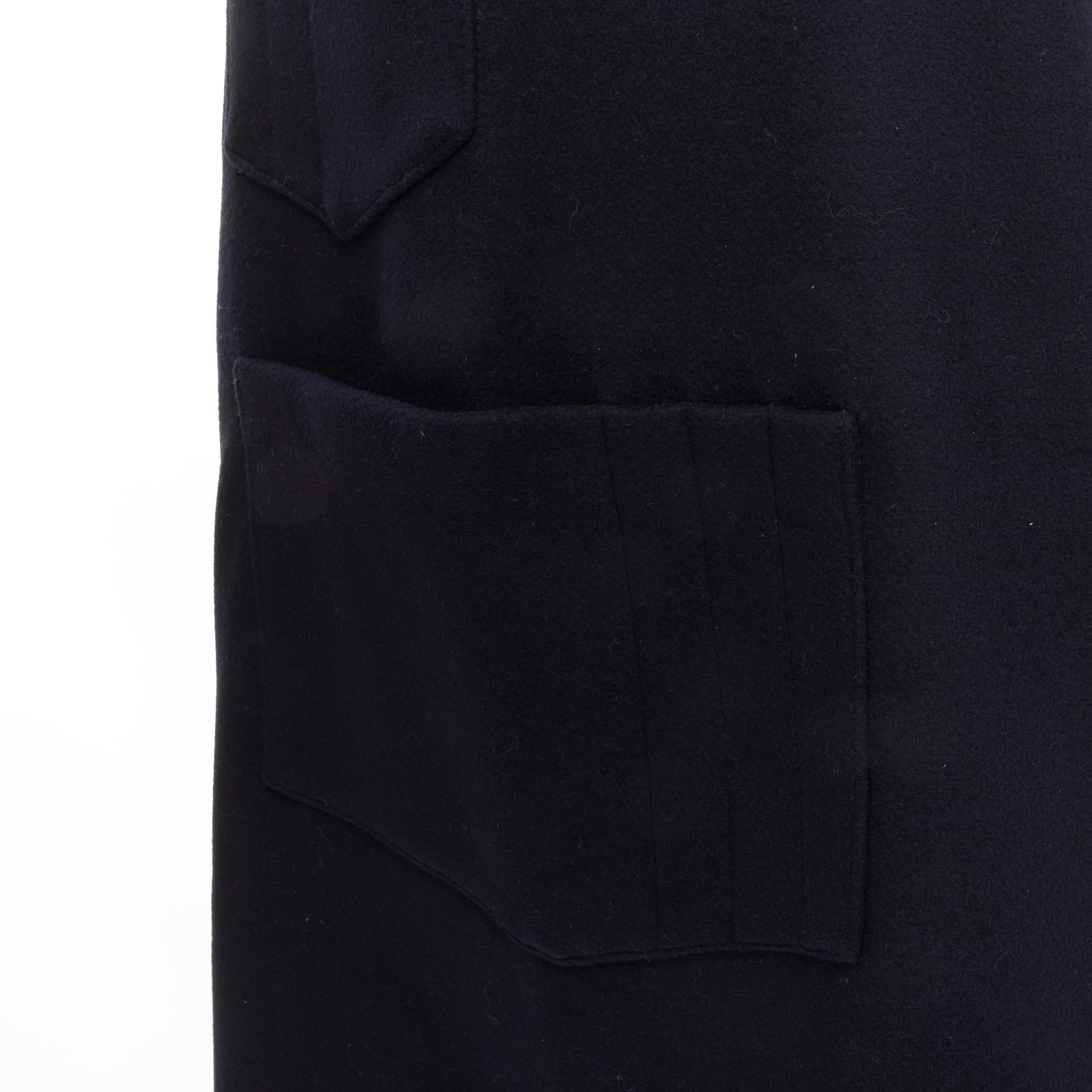 BALENCIAGA Runway black wool leather strap buckle apron dungaree For Sale 1