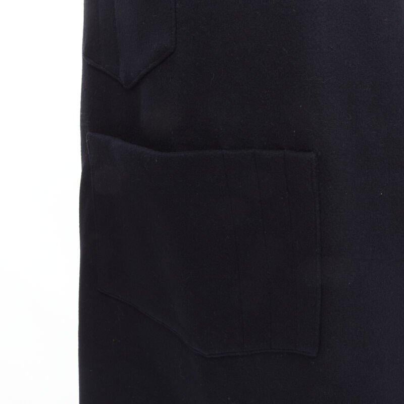 BALENCIAGA Runway black wool leather strap buckle apron dungaree For Sale 4