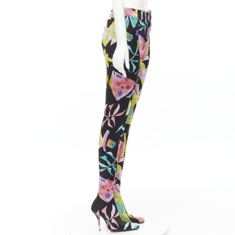 Beige BALENCIAGA Runway Demna Pantashoe bottes à talons noirs à fleurs IT38 EU37 en vente
