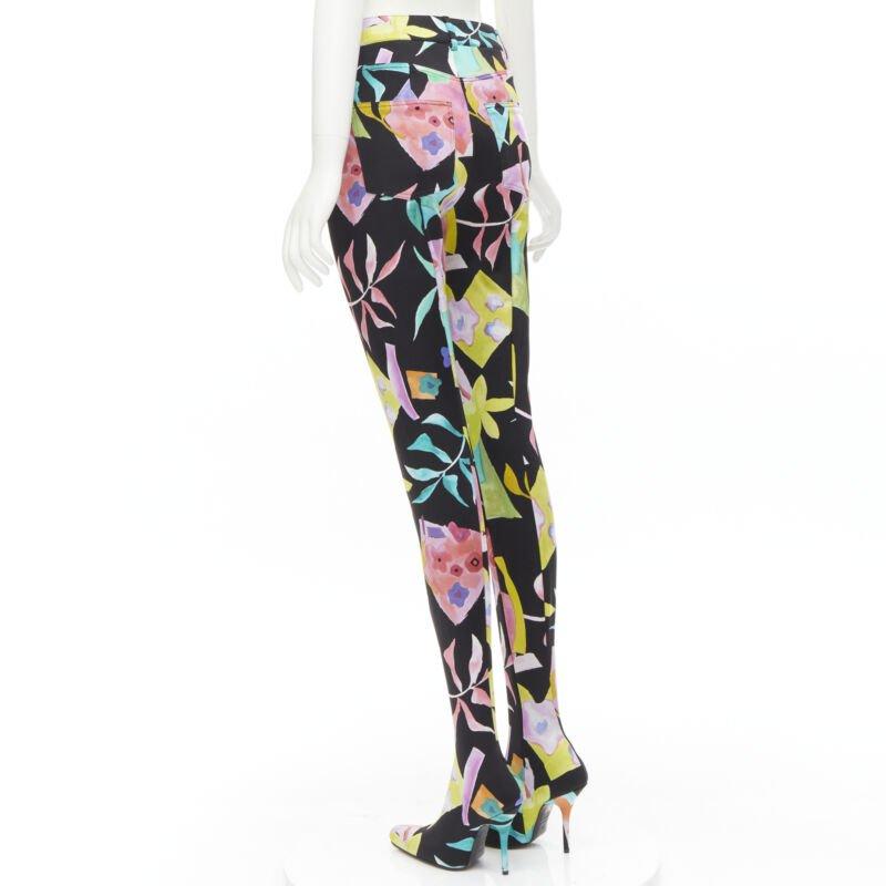 BALENCIAGA Runway Demna Pantashoe bottes à talons noirs à fleurs IT38 EU37 Pour femmes en vente
