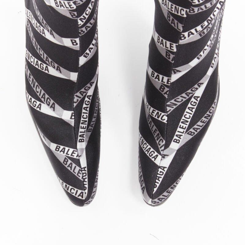 BALENCIAGA Laufsteg Demna Pantashoe Schwarze Stiefel mit hohem Absatz und Logo IT38 EU37 im Zustand „Hervorragend“ im Angebot in Hong Kong, NT