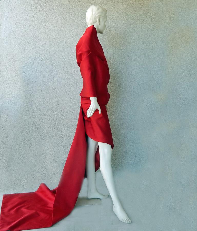red balenciaga dress