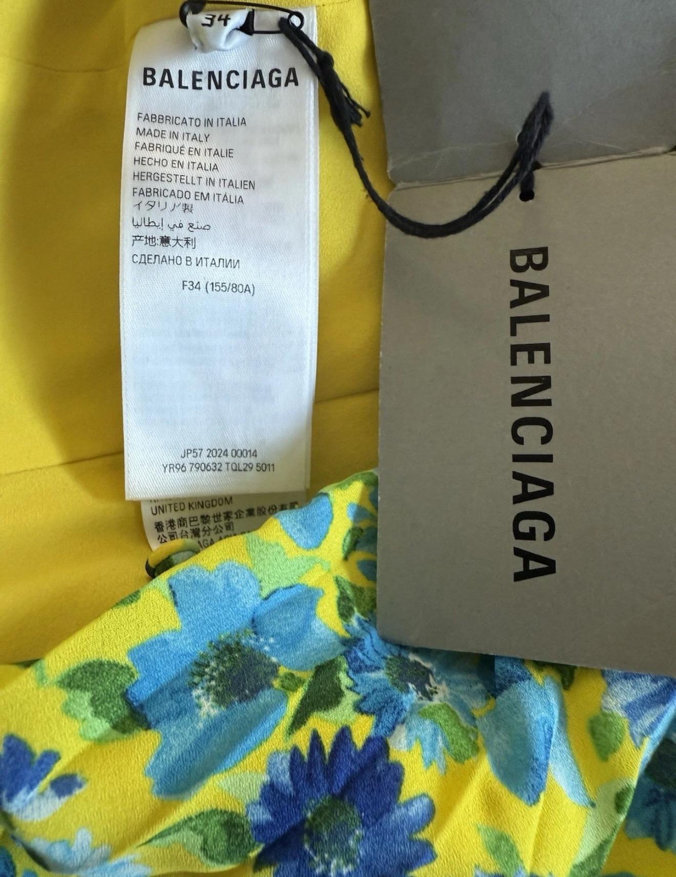 BALENCIAGA Laufsteg S/S 2024 Florales Plissé-Krepp-Kleid im Angebot 8