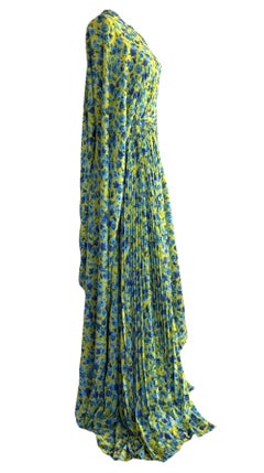 Balenciaga - Abito in plissé-crepe floreale per la sfilata P/E 2024