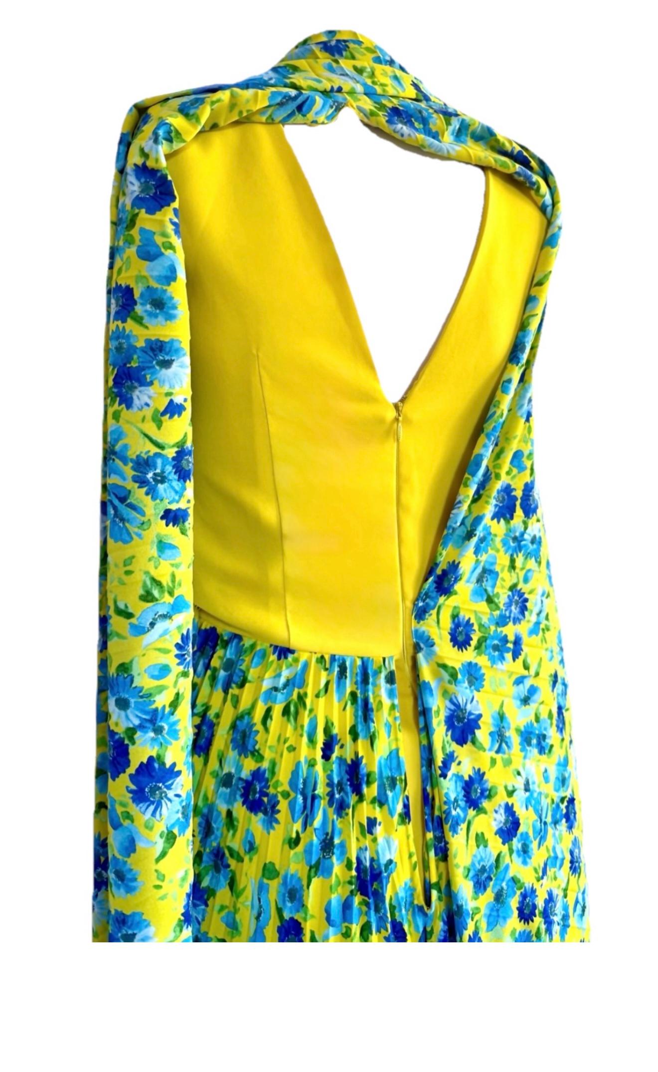 BALENCIAGA Laufsteg S/S 2024 Florales Plissé-Krepp-Kleid im Angebot 3