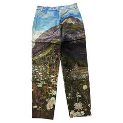 Balenciaga Runway SS18 Mountain Print Zippered Leather Pants  NEW With Tags