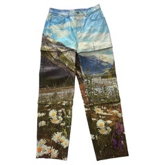 Balenciaga Runway SS18 Mountain Print Zippered Leather Pants NEW With Tags