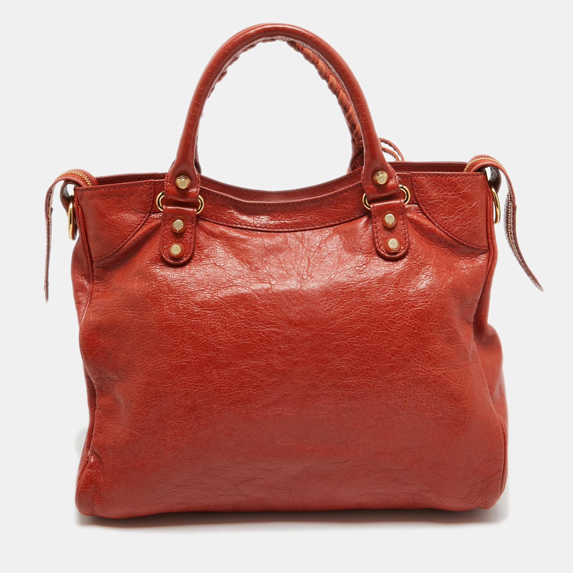 Women's Balenciaga Rust Orange Leather RH Velo Bag For Sale