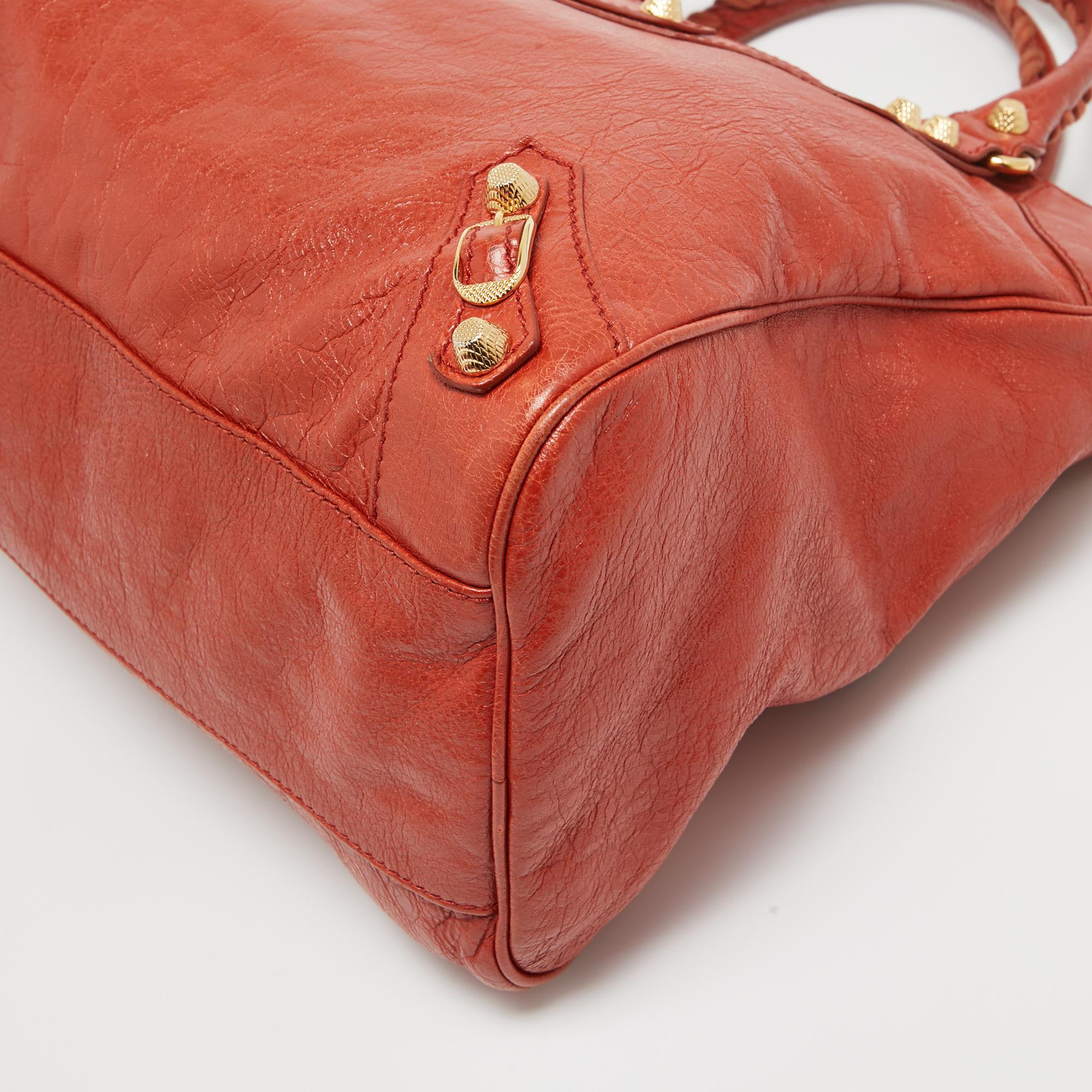 Balenciaga RH Velo Tasche aus Leder in Rost und Orange im Angebot 4