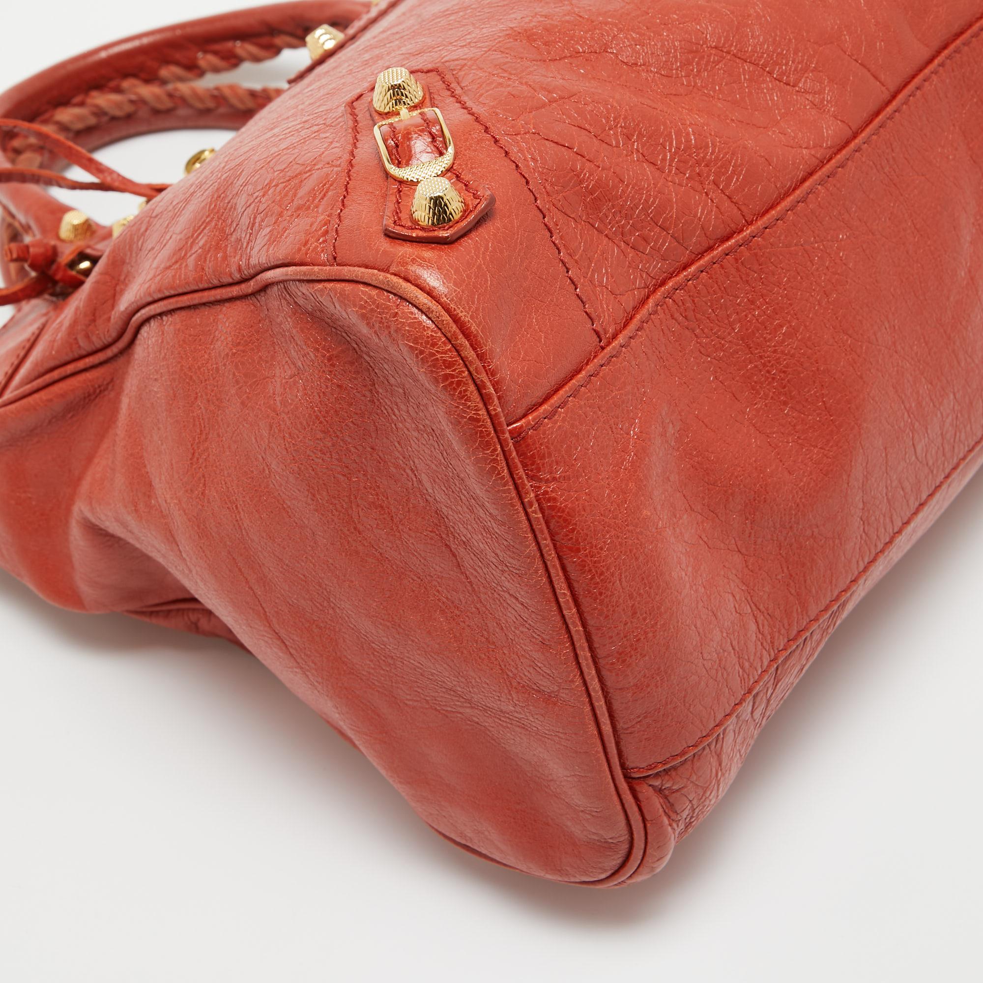 Balenciaga RH Velo Tasche aus Leder in Rost und Orange im Angebot 5