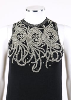 BALENCIAGA S/S 2006 Black Silver Beaded Cashmere Sleeveless Sweater Top