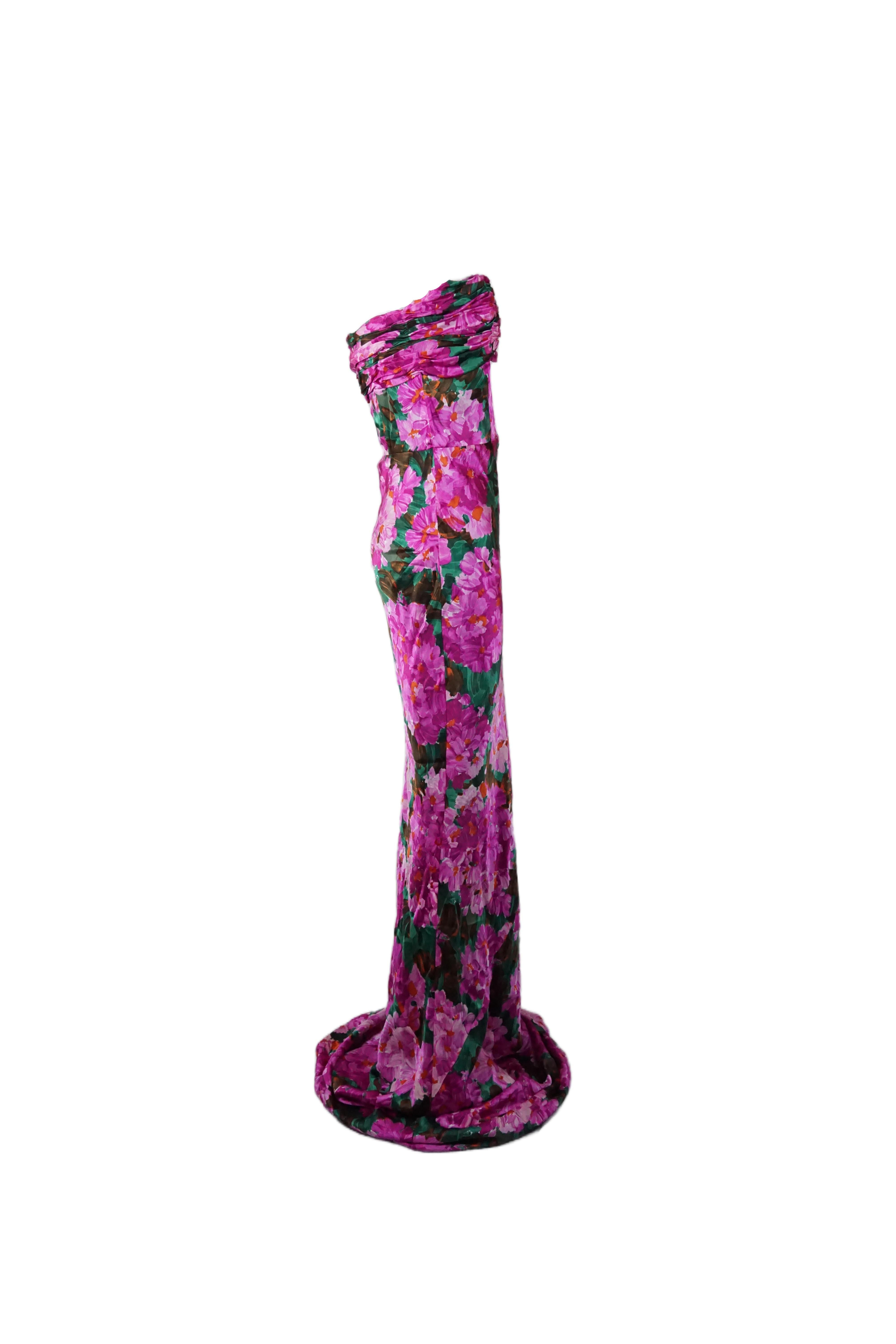 Balenciaga S/s 2008 Pink Floral Strapless Corseted Maxi Dress Nuovo con Etichetta in vendita 1