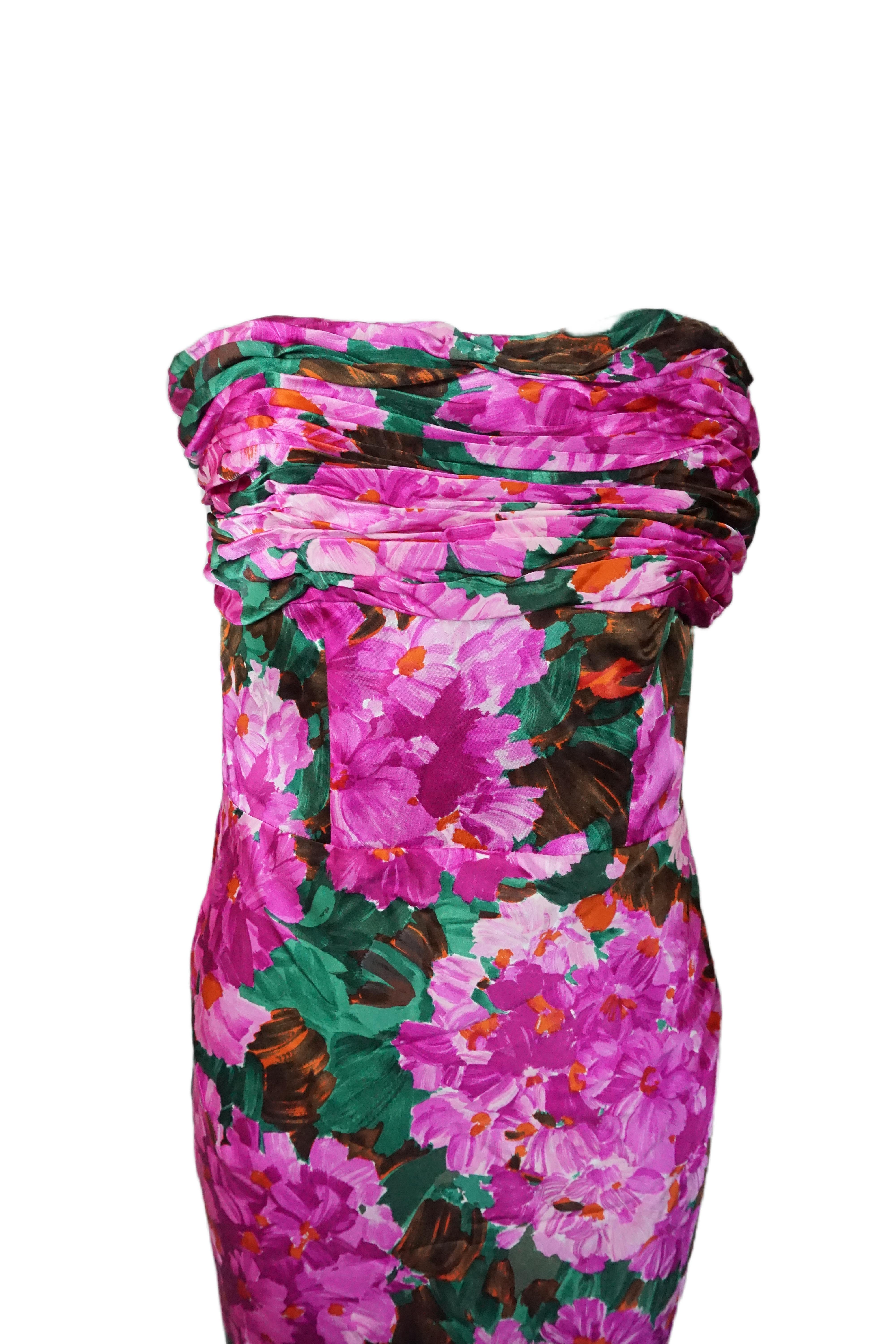 Balenciaga S/s 2008 Pink Floral Strapless Corseted Maxi Dress Nuovo con Etichetta in vendita 3
