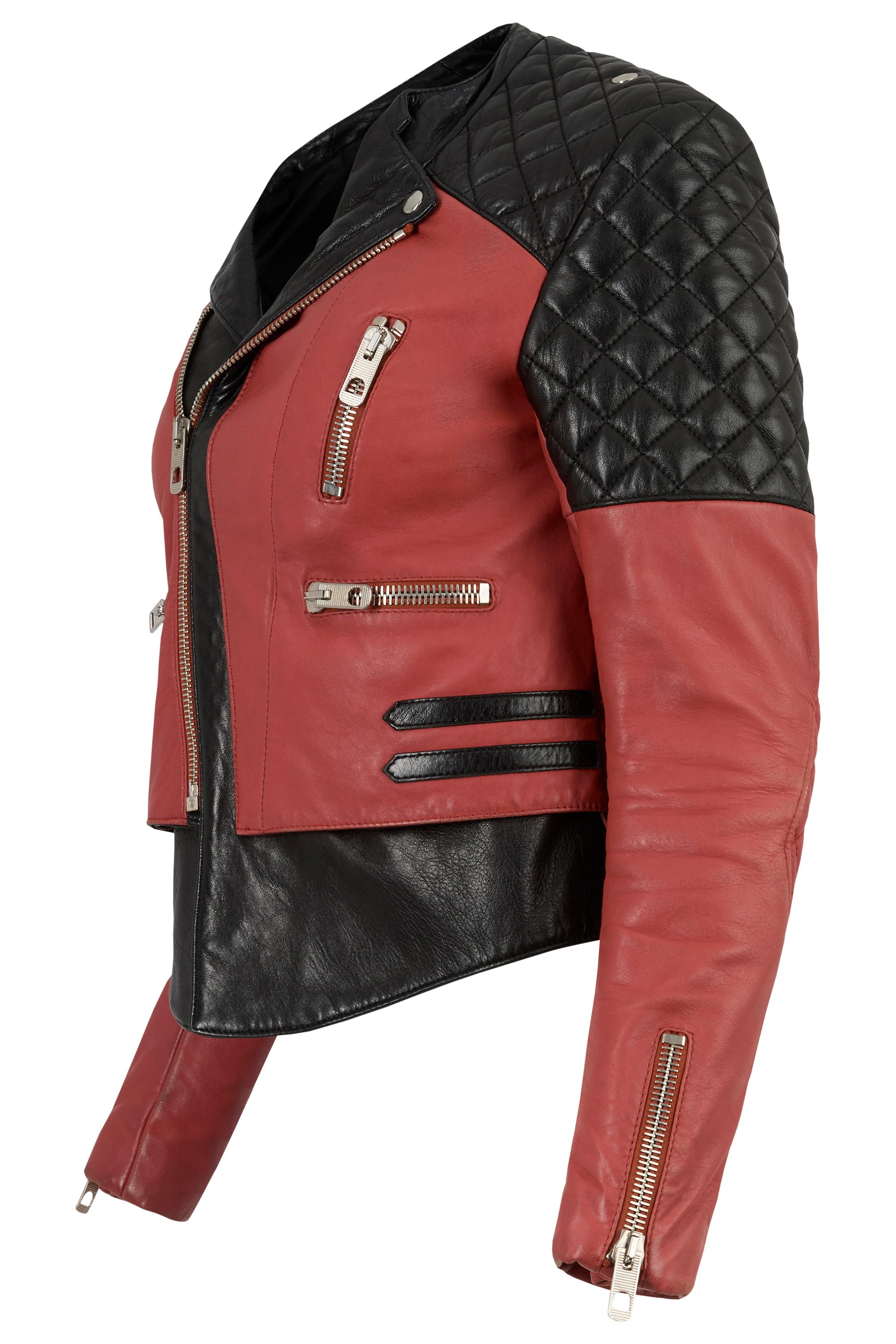 Balenciaga S/S 2012 Gesteppte Biker-Lederjacke (Braun) im Angebot