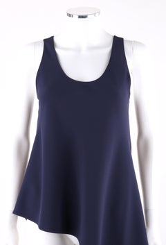 BALENCIAGA S/S 2015 Navy Blue Asymmetrical Slit Tank Top